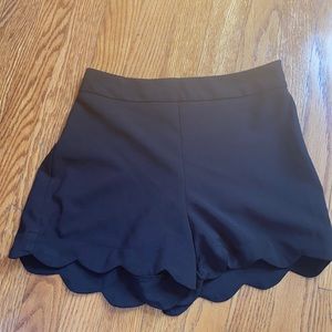 Black High Waisted Scallop Dress Shorts - Twee - Dark Academia